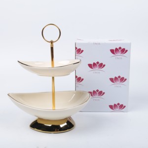 Alzata per Torte a 3 Piani in Ceramica per Feste e Tea Party Nuziali, Piatti per Frutta e Dessert in Porcellana - Product Image 4