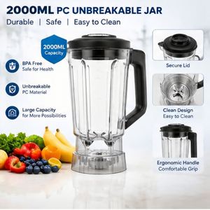 Mixeur Commercial Haute Performance 1600W à Faible Bruit, Puissant et Multifonctionnel avec Commande Rotative, pour Jus, Aliments et Fruits, Chauffant, Usage Domestique - Product Image 5
