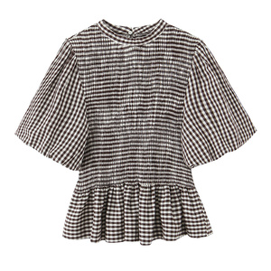PB&ZA <span class=keywords><strong>Blusas</strong></span> de Mujer Primavera 2026, Nuevas <span class=keywords><strong>Blusas</strong></span> a Cuadros Pequeños con Diseño de Panal, Camisas Vintage de Manga Corta para Mujer, <span class=keywords><strong>Blusas</strong></span> Chic - Product Image 1