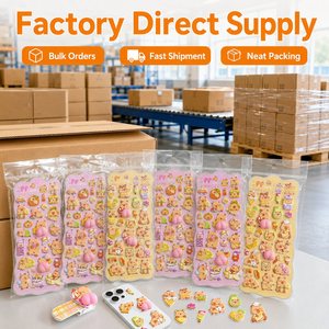 Autocollants décoratifs personnalisés avec logo, ours mignon de dessin animé, autocollants adhésifs, laminage brillant, forme personnalisée, cadeaux promotionnels - Product Image 6