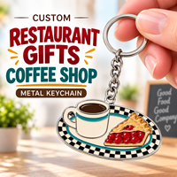 Porte-clés personnalisé en métal pour café, 5 cm, avec logo, cadeau pour cafés, restaurants, voyages, boutiques de souvenirs, vente en gros