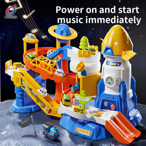 Chengji Set de Juguetes de Pista de Carreras para Coches, <span class=keywords><strong>El</strong></span>éctrico, de Ingeniería, con Diseño de Dibujos Animados Espaciales, Pista Espacial, Base de Marte, Pista Orbital y Estacionamiento para Coches - Product Image 3