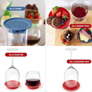 Nieuw Ontwerp Multifunctioneel Siliconen <span class=keywords><strong>Coaster</strong></span> Wijnglas Cover Snackbak Wijnglas Charcuterie Topper Bar Accessoires - Product Image 4