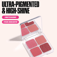 Palette de fards à joues rose vegan imperméable de haute qualité avec logo personnalisé, multicolore, effet flou, marque privée