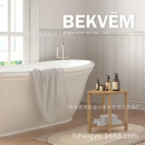 Tabouret d'angle de salle de bain en bois Lu Hai, taille personnalisable avec étagère, pour utilisation aux toilettes et sous la douche - Product Image 2