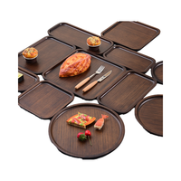 Assiette en bambou poli noir, écologique, pour les fêtes, plateau à thé et à café, service