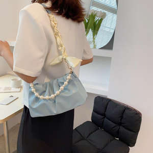 Bolso de moda para mujer, bolso de mano con cadena de perlas, cuero PU, elegante bolso de hombro para mujer - Product Image 6