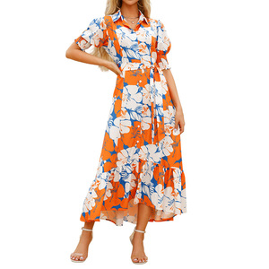 Abito Casual con collo a POLO stampato <span class=keywords><strong>Maxi</strong></span> abito estivo di utilizzo quotidiano con stampe digitali stile autunnale - Product Image 5