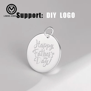 GP156 <span class=keywords><strong>Pendentif</strong></span> rond en argent sterling 925, disque vierge à graver avec logo personnalisé, pour la création de bijoux DIY et breloques - Product Image 2
