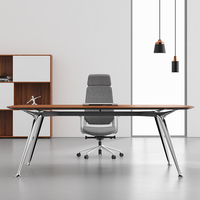 Eleganti mobili da ufficio moderni europei a forma di tavolo da scrivania con gamba in alluminio cromato