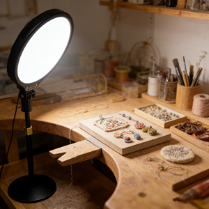 Anneau lumineux LED 10 pouces avec support disque et contrôle filaire, kit d'éclairage portable pour maquillage, appels Zoom, qualité studio <span class=keywords><strong>TikTok</strong></span> - Product Image 1