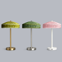 Ensemble de lampes de table pour mariage en extérieur et en intérieur, métal, commande tactile et à distance, rechargeable, abat-jour en tissu vert, 7800mAh