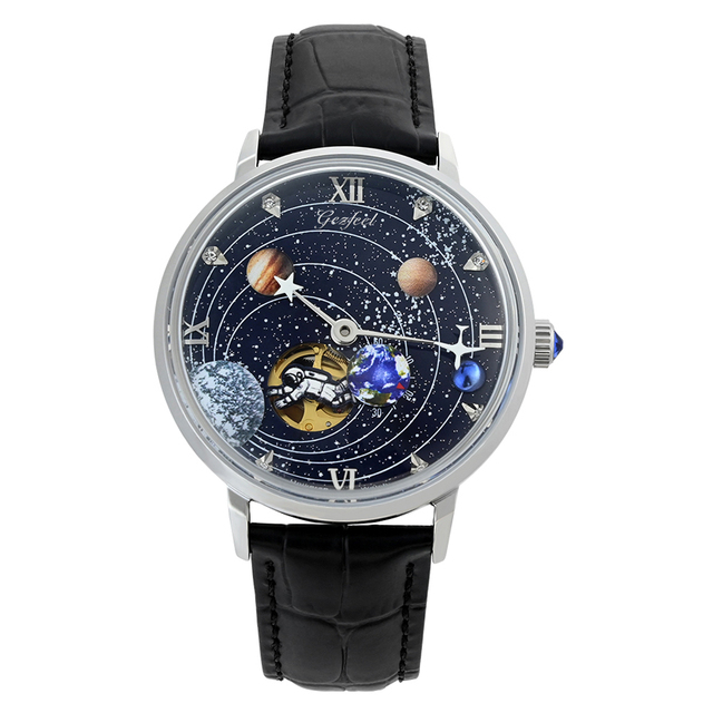 Montre Homme Space Explore Mechanical Wrist Watches Genuine Leather Luxury Automatic Watch for Men