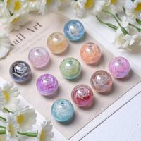 Nouvelles perles électroplaquées optiques Y2K 16 mm, lumineuses, à reflets fins, couleur rose, idéales pour stylos à perles et travaux manuels DIY