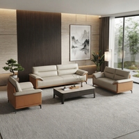 Ensemble de canapés de bureau modernes et luxueux avec fauteuils en cuir et table basse pour réception, salon, mobilier commercial