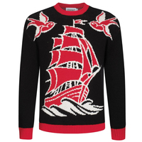 Pull imprimé avec poignets côtelés Pull à col rond pour homme