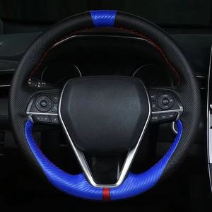 Cubierta de <span class=keywords><strong>volante</strong></span> de coche de fibra de carbono de gamuza de cuero genuino negro DIY para <span class=keywords><strong>Honda</strong></span> <span class=keywords><strong>Civic</strong></span> 10th Gen 2016 2017 2018 - Product Image 6