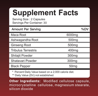 Capsules d'extrait de racine de maca pure naturelle à base de plantes OEM, complément de force pour hommes, puissance accrue, capsules de maca pour adultes