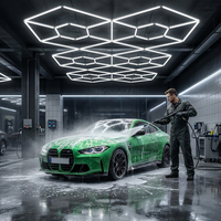 Lampe de plafond LED modulaire pour garage, lumière de lavage de voiture géométrique à intensité variable 6500K, pour atelier de détail automobile et atelier automobile
