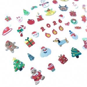 Mini Patch Thermocollant de Noël Brodé en Feutre avec Motifs Père Noël, Élan, Cloche, Bonhomme de Neige, Flocon de Neige pour Vêtements - Product Image 2