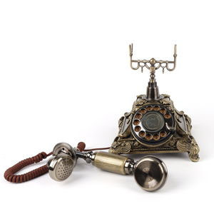 Color bronce Teléfono fijo clásico Intercomunicador de una sola línea Teléfono con cable Vintage para el hogar - Product Image 4