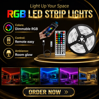 Bande lumineuse LED intelligente Joystar 5M RGB IP65 USB à intensité variable avec télécommande, 16 couleurs, éclairage décoratif pour la maison, l'hôtel, le bar