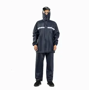 Raincoat Fabricantes Logotipo Personalizado Impresso PVC Alta Elástica Respirável Segurança Raincoat Suit Com Fita Reflexiva Rain Jacket