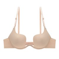 Soutien-gorge de mariage sexy en nylon, coupe américaine, brillant, profond en U, push-up, décolleté bas, révélant un dos magnifique