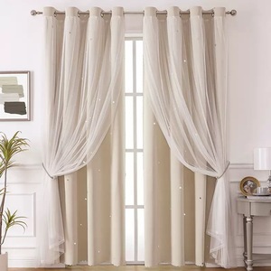Cortinas Opacas con Ojales Rosas de Doble Capa, 100% Poliéster, Estilo Moderno para Dormitorio de Niñas - Product Image 2