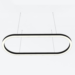 Lámpara Colgante LED Ovalada Minimalista, Luz Cálida, Control Remoto, Negro, Ángulo de Haz de 360°, para Oficina, Hotel - Product Image 4