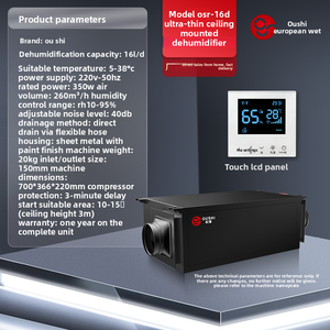 Déshumidificateur électrique industriel Oushixinfeng à fixation murale/<span class=keywords><strong>plafond</strong></span> 156L/J 1450W pour l'absorption de l'<span class=keywords><strong>humidité</strong></span> des sous-sols et entrepôts - Product Image 6