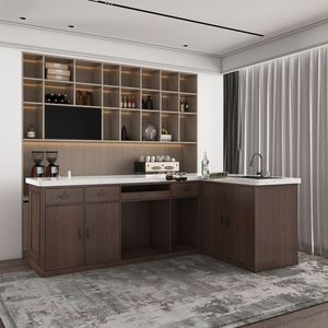 كونتر بار تجاري مستطيل عصري من خشب مصمت مصنوع حسب الطلب ماركة يموتانغ للمقاهي ومحلات الزهور والفواكه وشركات الكاشير - Product Image 5
