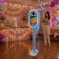 Machine de photomaton ovale pour iPad 12,9 pouces avec flight case, stock US, livraison porte-à-porte, support de panneau personnalisé, possibilité d'ajouter une boîte pour imprimante