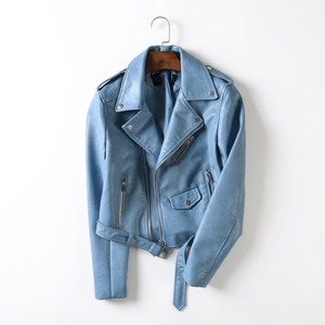 Chaquetas de Cuero en Promoción, Ropa de Moda Otoño Invierno, Chaqueta de Motociclista Extra Grande con Cierre para Mujer, Talla Grande - Product Image 1