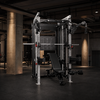 Station de musculation multifonctionnelle Smith Machine, demi-cage, rack de musculation en acier, pile de poids 75+ kg, exercices bras et jambes REYK