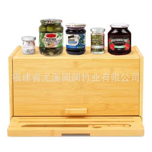 Fujian Bamboo Wood Bamboo Bread Box Multi-purpose <b>Storage</b> <b>Kitchen</b> Countertop Display With Lid For Bread And Dessert - Product Image 4