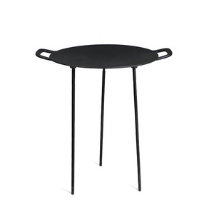 Portable Non-Stick Pre-seasoned Cast Iron Campfire Griddle Round Iron <strong>Grill</strong> <strong>Pan</strong> for Outdoor BBQ Cooking - Product Image 1