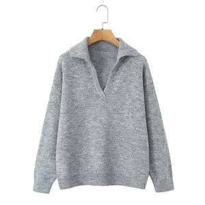 Suéter de Mujer, Primavera 2026, Nuevo Estilo Casual, Elegante, Holgado, con Solapa, Estilo Informal, Suéter con Solapa de Estilo Suave - Product Image 2