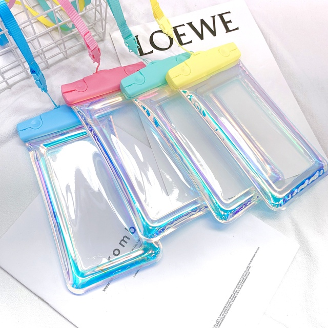 Wholesale Custom Iridescent Waterproof Phone Bags Outdoor Swimming Holographic Snorkeling Waterproof Phone case