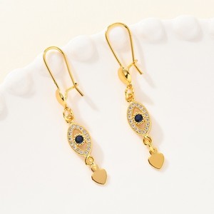 Orecchini Pendenti Bohemien Blu Occhio di Allah dell'Asia Centrale, Ganci per Orecchini in Rame Placcato Oro Premium, Gioielli Moda Donna, Vendita all'Ingrosso dalla Fabbrica - Product Image 3