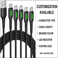 Kabel USB A ke USB C Teranyam 5 Buah Pengisian Cepat 3.1A Kabel Transfer Data Nilon