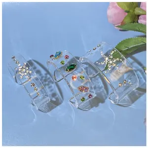 Wholesale fashion jewelry transparent acrylic resin arm bangle with crystal statement cuff bracelet for women girl party