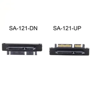 SATA 22Pin 7 + 15 erkek SATA 22Pin kadın uzatma dönüştürücü adaptörü 90 derece yukarı açılı aşağı açılı siyah