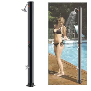 arge Capacity 35L PVC round Outdoor Solar Power Shower Hot & Cold Water with Foot Pedal for Swimming Pool & Garden