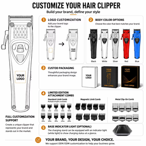 Laijunze Maglev Vector Motor 2600mAh DLC Blade Cordless Pro Hair Kit Rasoio <span class=keywords><strong>Barba</strong></span> <span class=keywords><strong>Uomo</strong></span> 3-in-1 per Uso Alberghiero con Ricarica - Product Image 6