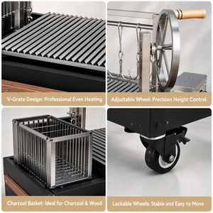 Parrilla <span class=keywords><strong>Argentina</strong></span> Santa María para Barbacoa, de Carbón, Resistente, con Sistema de Altura Ajustable, para Cocinar al Aire Libre - Product Image 4