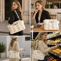 Tas Selempang Wanita Custom PU Quilted, Tas Tangan Crossbody Fashion, Tas Tote Puffer Kapasitas Besar, Tas Travel Kasual, OEM ODM