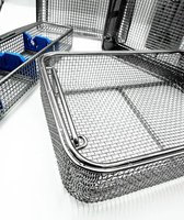 Keranjang saringan jala kawat las Stainless Steel, anti panas 28X20X6 cm 304/316L, saringan logam dengan nampan logam untuk filter barbekyu