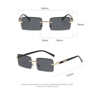 Vente en gros de lunettes de soleil carrées vintage personnalisées avec logo 2025, monture en métal sans bordure, UV400, pour hommes et femmes - Product Image 6