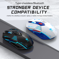 Souris sans fil T-WOLF X7 à trois modes, interface USB Type-C, clic silencieux pour le bureau, les jeux, l'ordinateur portable, le bureau, rechargeable